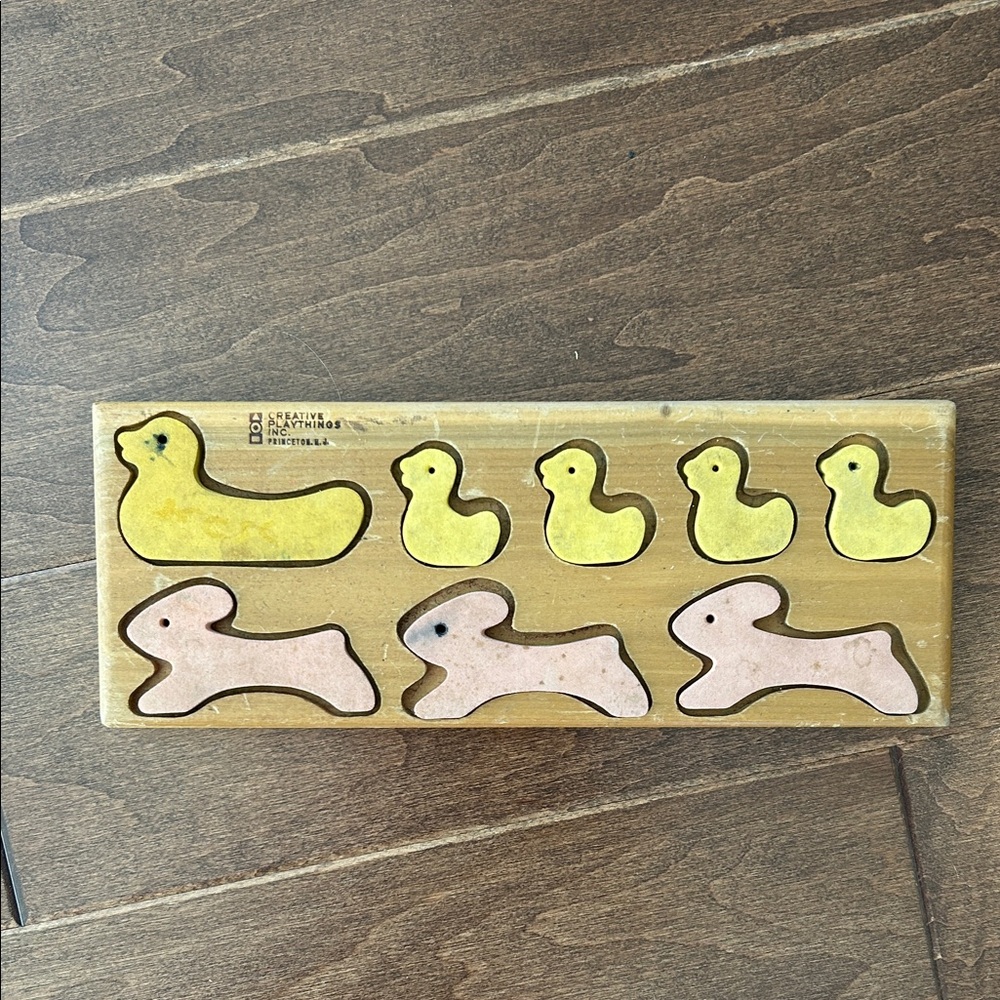 Wooden Animal Puzzle with Ducks and Rabbits vintage creative playthings